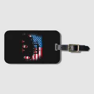 Tractor USA-vlag voor patriottische boer Bagagelabel