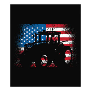 Tractor USA-vlag voor patriottische boer Foto Afdruk
