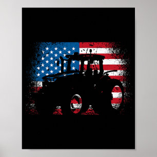 Tractor USA-vlag voor patriottische boer Poster