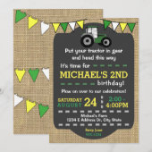 Tractor Verjaardag Uitnodigen, Groene & Gele Tract Kaart (Voorkant / Achterkant)