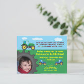 Tractor verjaardagsfeest uitnodiging Briefkaart (Staand voorkant)