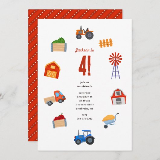 Tractor Verjaardagsfeestje Kaart (Voorkant / Achterkant)