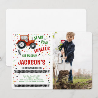 Tractor verjaardagsfoto uitnodiging