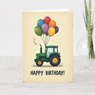 Tractor Verjaardagskaart met Ballonnen Kaart