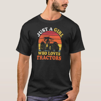 Tractor Vintage alleen een meisje dat van tractore T-shirt