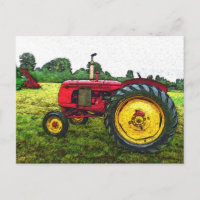 Tractor voor rood en geel Boerderij