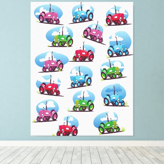 Tractorpatroon Canvas Afdruk (Insitu (Houten vloer))