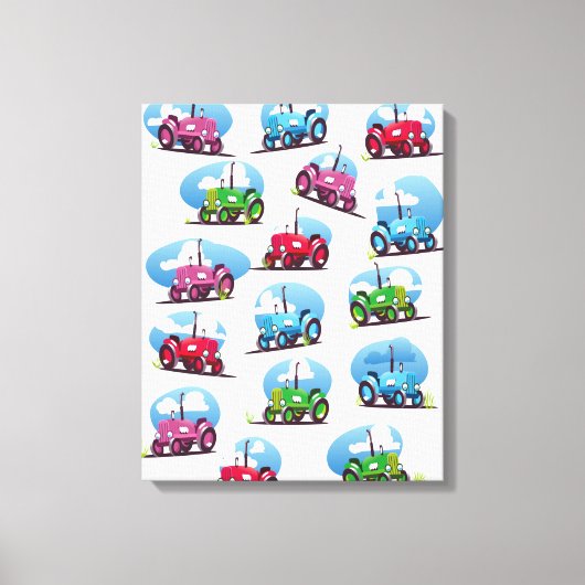 Tractorpatroon Canvas Afdruk (Voorkant)