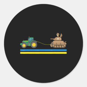 Tractors over Tanks Ukraine Ik sta voor Oekraïne Ronde Sticker