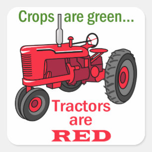 Tractors zijn rood vierkante sticker