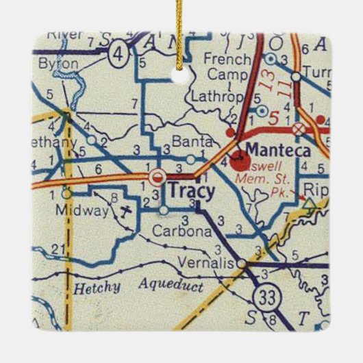 Tracy California  Map Keramisch Ornament (Achterkant)
