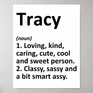 Tracy Definitie Persoonlijke Naam Grappige Verjaar Poster