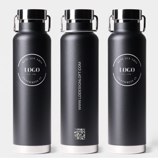 Trade show giveaway Business Logo QR code zwart Waterfles