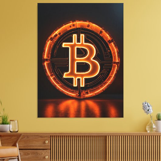 Trader kamer Modern kantoor sinaasappel Bitcoin LO Canvas Afdruk (Insitu (Woonkamer))