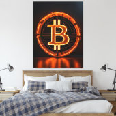 Trader kamer Modern kantoor sinaasappel Bitcoin LO Canvas Afdruk (Insitu (Slaapkamer))