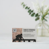 Tradesman die aan het werk is | Brick Wall | QR-co Visitekaartje (Staand voorkant)
