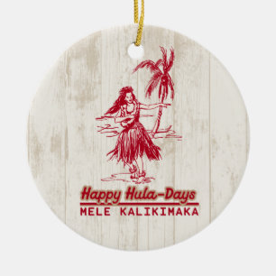 Tradewinds Holiday Hawaiian Hula Girl Keramisch Ornament