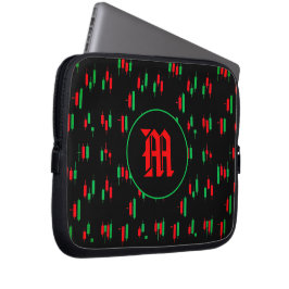 Trading Grafiek Patroon Streetwear Rood Groen Kaar Laptop Sleeve