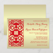 Traditie Classic Red Gold Chinese bruiloft Invite Kaart (Voorkant / Achterkant)