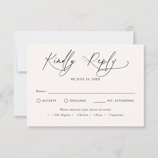 Tradition de script moderne RSVP de mariage (Devant)