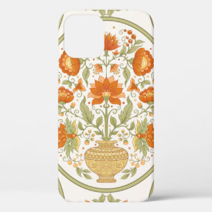 Tradition mughal motief, fantasiemakloemen in retr iPhone 12 hoesje