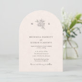 Traditional Blush Pink Monogram Wedding Invitation (Debout devant)