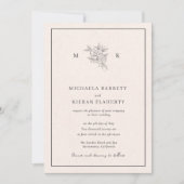 Traditional Blush Pink Monogram Wedding Invitation Kaart (Voorkant)