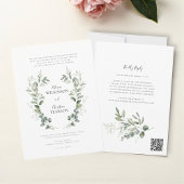 Traditional Botanical Greenery Wedding QRCode RSVP Kaart