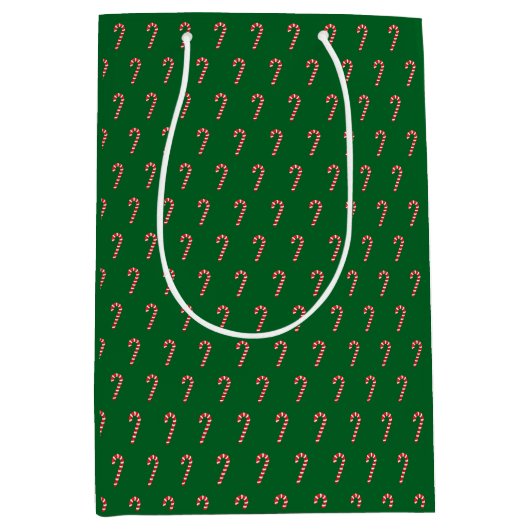 Traditional candy cane & green medium cadeauzakje (Voorkant)