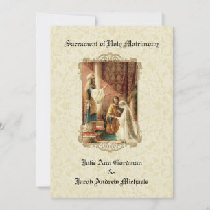 Traditional Catholic Wedding Gold Invitation
