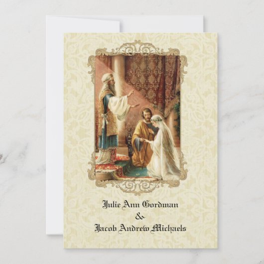 Traditional Catholic Wedding Gold Invitation Kaart (Voorkant)