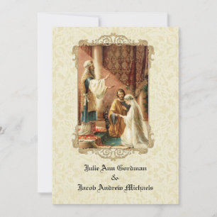 Traditional Catholic Wedding Gold Invitation Kaart