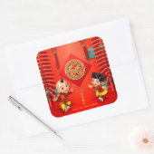 Traditional Chinese firecrackers Horse Year SqS Vierkante Sticker (Envelop)