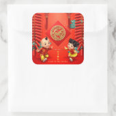 Traditional Chinese firecrackers Horse Year SqS Vierkante Sticker (Tas)