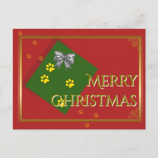 Traditional Christmas Postcard - Gold Typography Briefkaart (Voorkant)