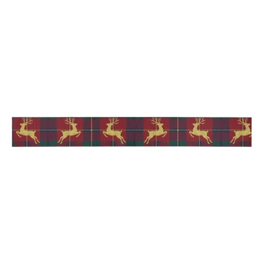 Traditional Christmas Reindeer Plaid Grosgrain Lint (Voorkant)