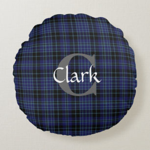 Traditional Clark Tartan Monogrammed Pillow Rond Kussen
