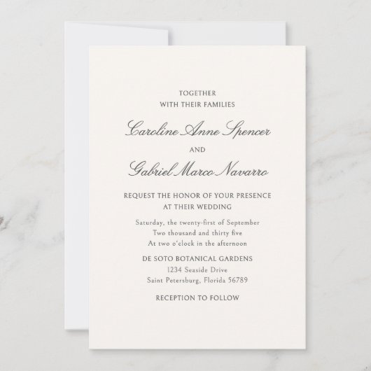 Traditional Classic Simplistic Wedding Invitation (Devant)
