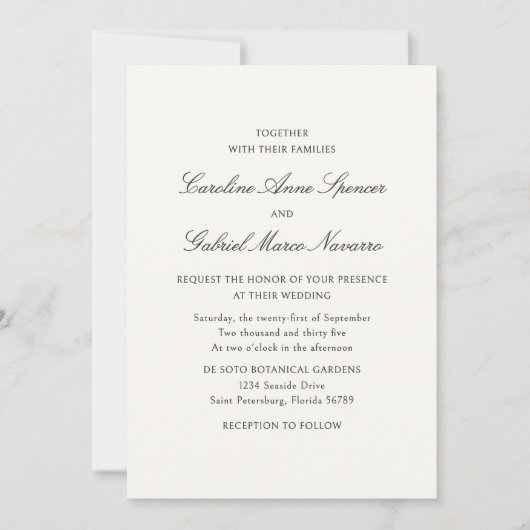 Traditional Classic Simplistic Wedding Invitation (Devant)