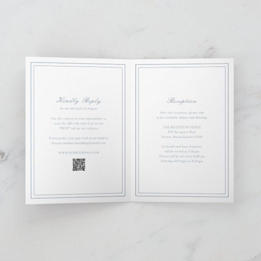 Traditional Dusty Blue QR Code Timeless Wedding (Binnen)