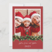 Traditional Family Christmas Card with Holly Kaart (Achterkant)