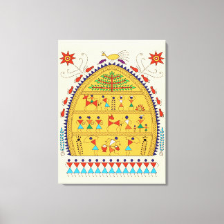 Traditional Indian Folk Art Canvas – Handcrafted  Afdruk