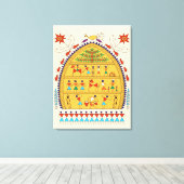 Traditional Indian Folk Art Canvas – Handcrafted Afdruk (Insitu (Houten vloer))