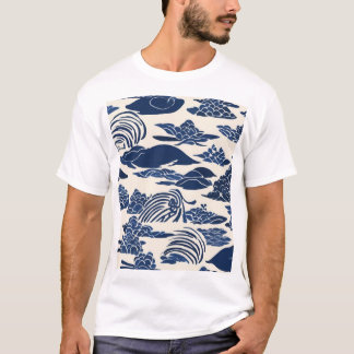 Traditional Japanese Pattern Design Seamless Texti T-shirt