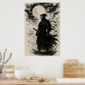 Traditional Japanese Samurai Warrior Poster | Ink  (Cuisine)