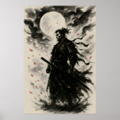 Traditional Japanese Samurai Warrior Poster | Ink  (Devant)