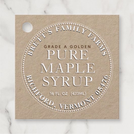 Traditional Maple Syrup Label Label (Kraft Wit) (Voorkant)
