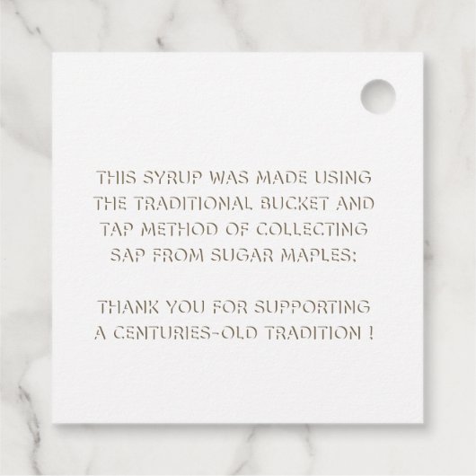 Traditional Maple Syrup Label Label (wit) (Achterkant)