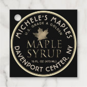 Traditional Maple Syrup Label Label Zwart met Goud (Voorkant)