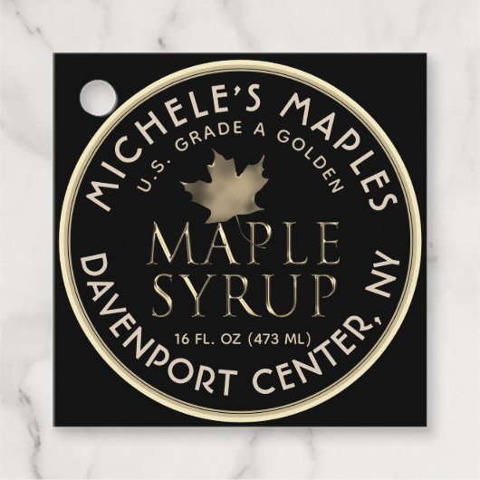 Traditional Maple Syrup Label Label Zwart met Goud (Voorkant)